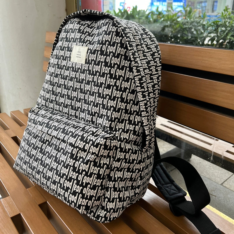 Backpack Fog Trendy High Street Full Printed Student Schoolbag