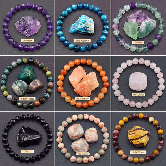 SHINE/TK Cross-border Best Selling 8mm Apatite Sun Stone Beaded Bracelet Handmade Agate Crystal Original Stone Bracelet