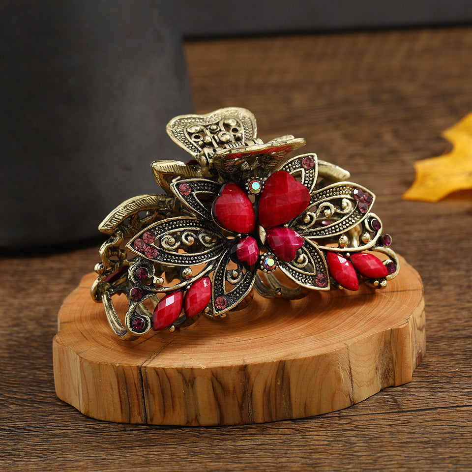 Retro Butterfly Medium Hair Grab Light Luxury Resin Grab Clip High-end High-face Value Big Grab Back Hair Accessories