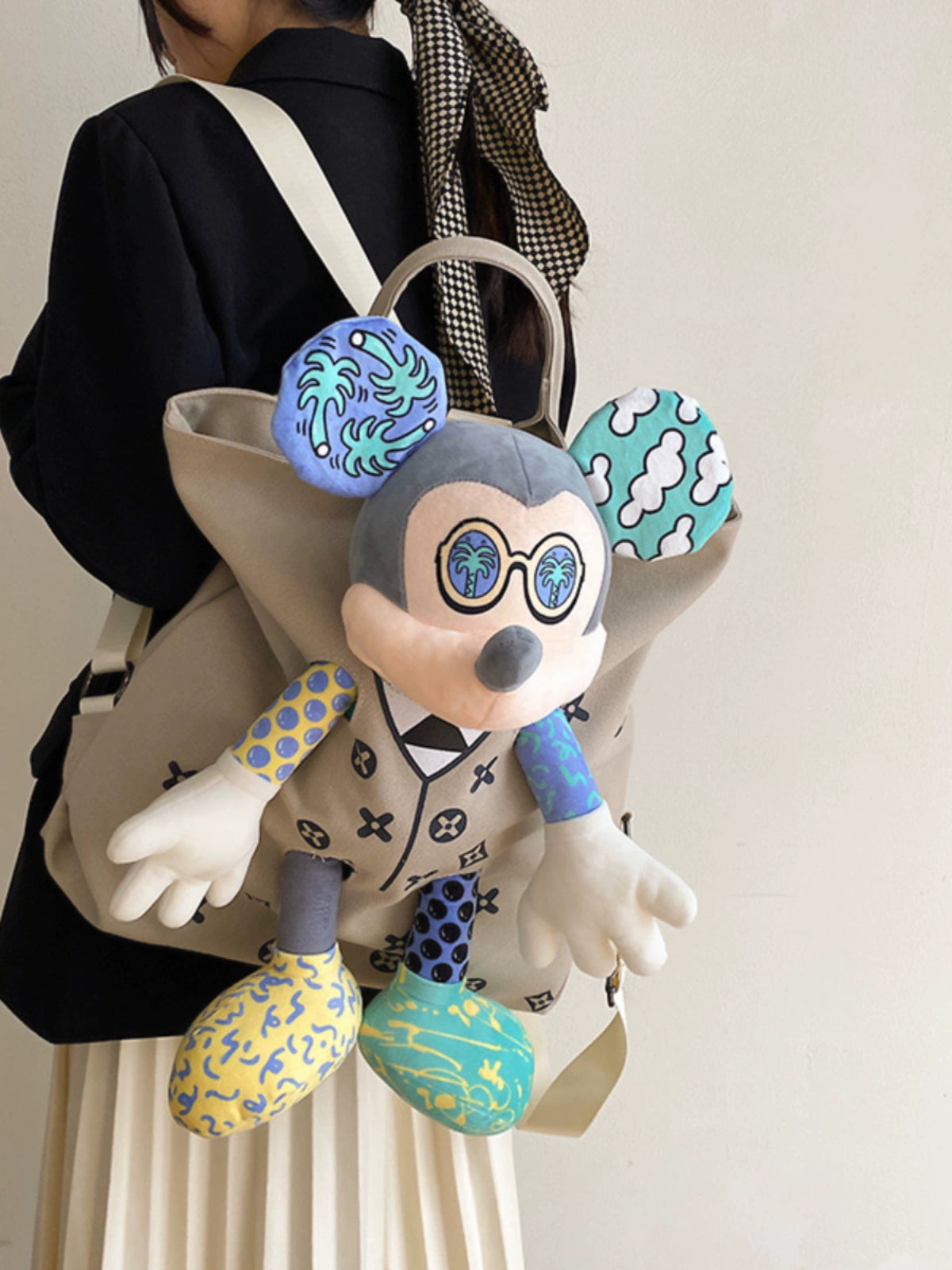 Backpack Doll Female Canvas Contrast Color Student Cartoon