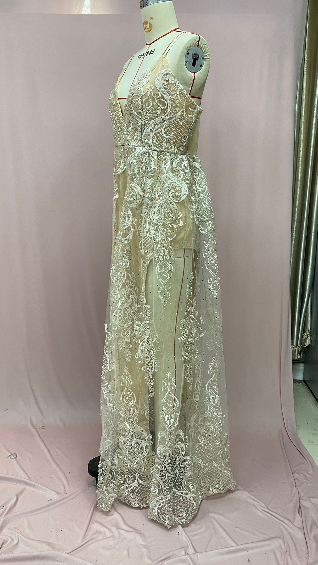 2025 Cross-Border Summer European and American Amazon Outer Women's Dress Ebay Suspender Sleeveless Mesh Cut Out Long Skirt