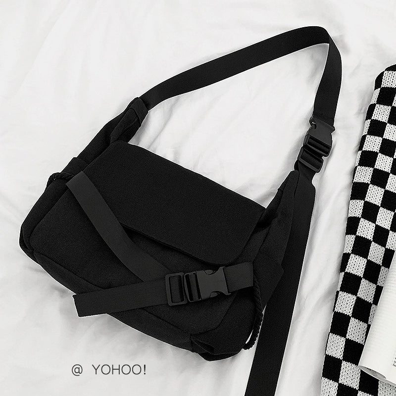 Original Yohoo Japanese Style Pure Black Shoulder Messenger Bag