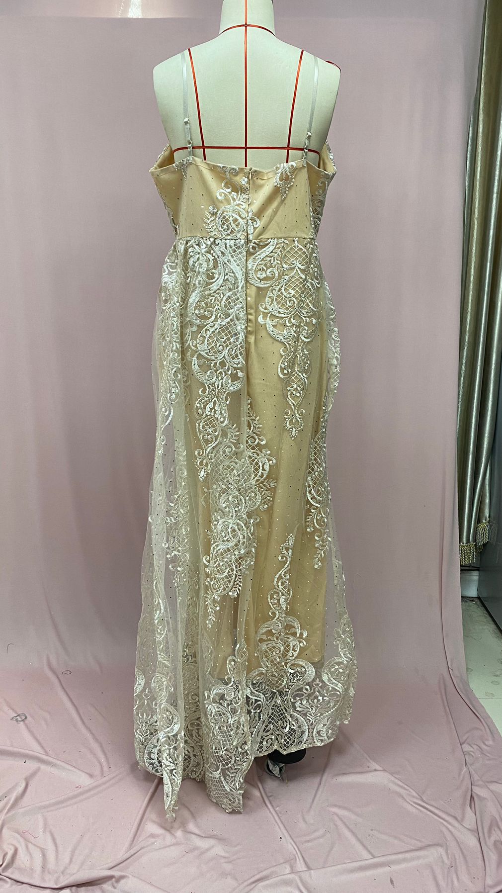 2025 Cross-Border Summer European and American Amazon Outer Women's Dress Ebay Suspender Sleeveless Mesh Cut Out Long Skirt