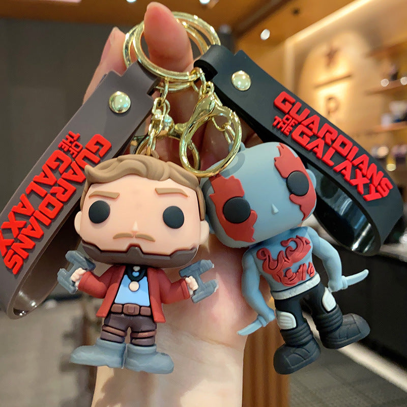 Galaxy Guard Keychain Cute 3D Stereo Silicone Doll Pendant Boys Cars and Bags Ornaments Small Gift