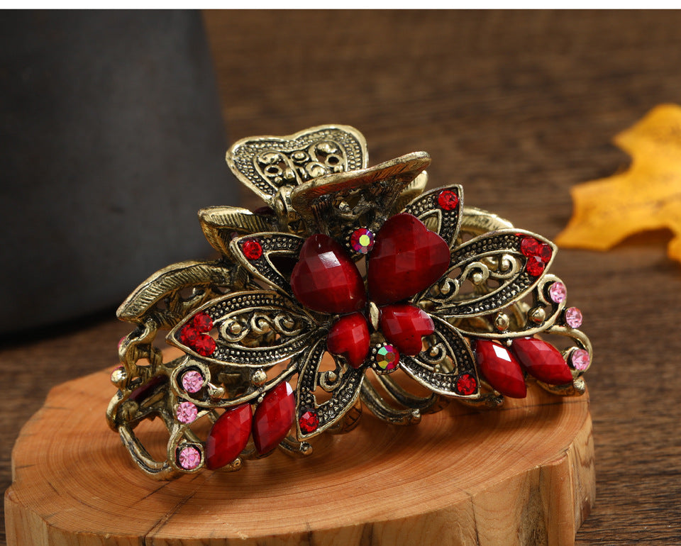 Retro Butterfly Medium Hair Grab Light Luxury Resin Grab Clip High-end High-face Value Big Grab Back Hair Accessories