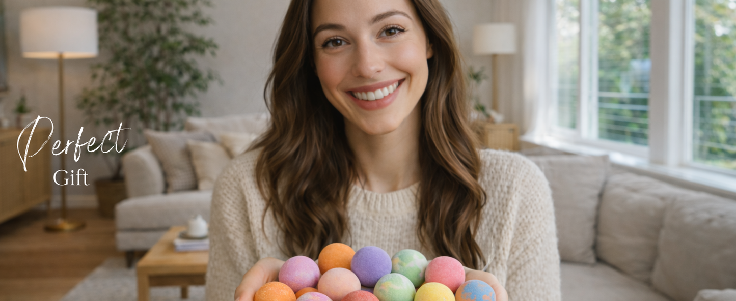 EvolutionUSA Refresh Bath Bombs for Women, 24 Lush Bath Bombs Mini Sized, Luxurious Womens Gift for Mother's Day, Easter, Birthday or Self Care, Luxurious & Relaxing Bathbombs, Womens Bath Balls