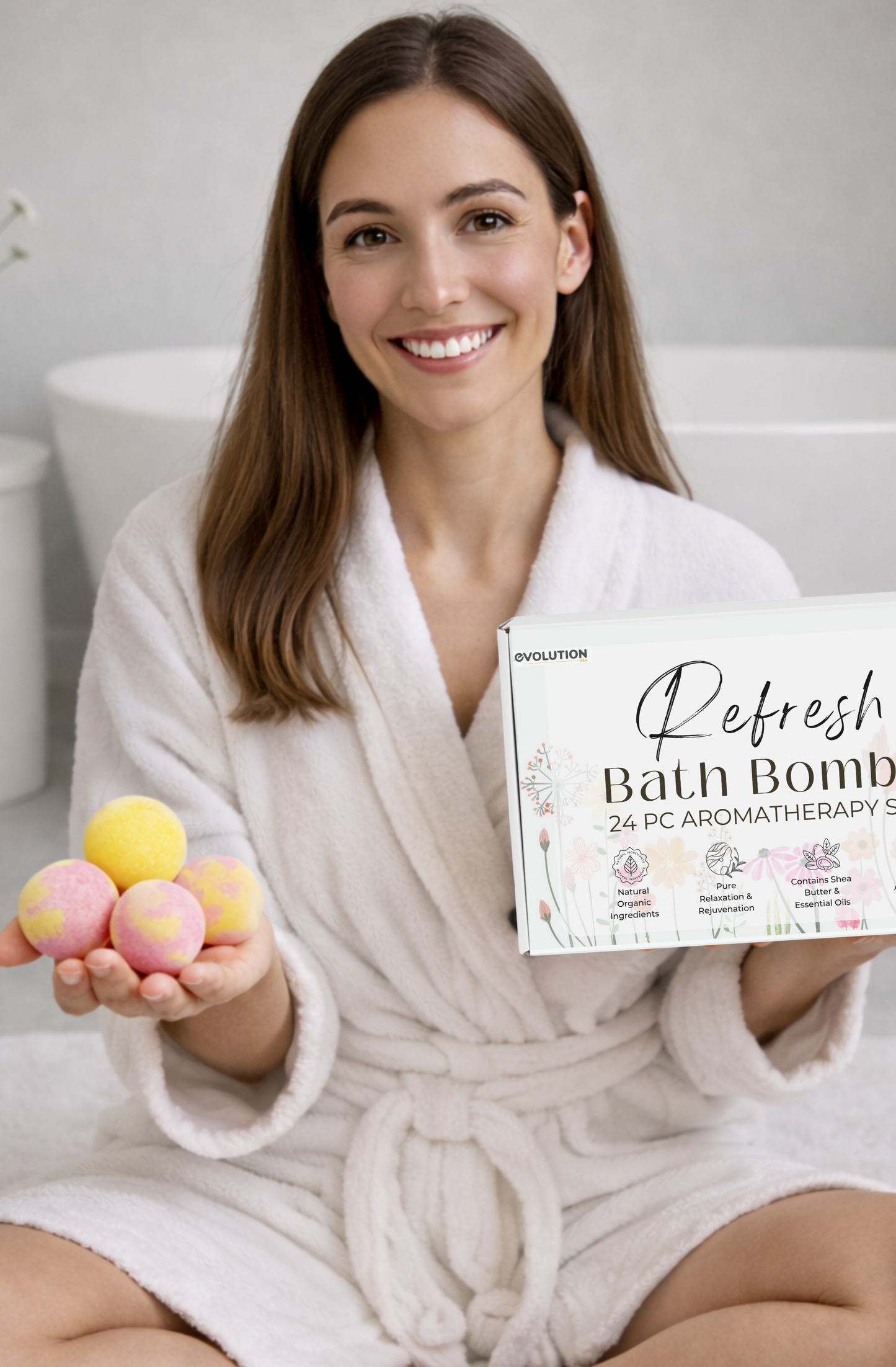 EvolutionUSA Refresh Bath Bombs for Women, 24 Lush Bath Bombs Mini Sized, Luxurious Womens Gift for Mother's Day, Easter, Birthday or Self Care, Luxurious & Relaxing Bathbombs, Womens Bath Balls