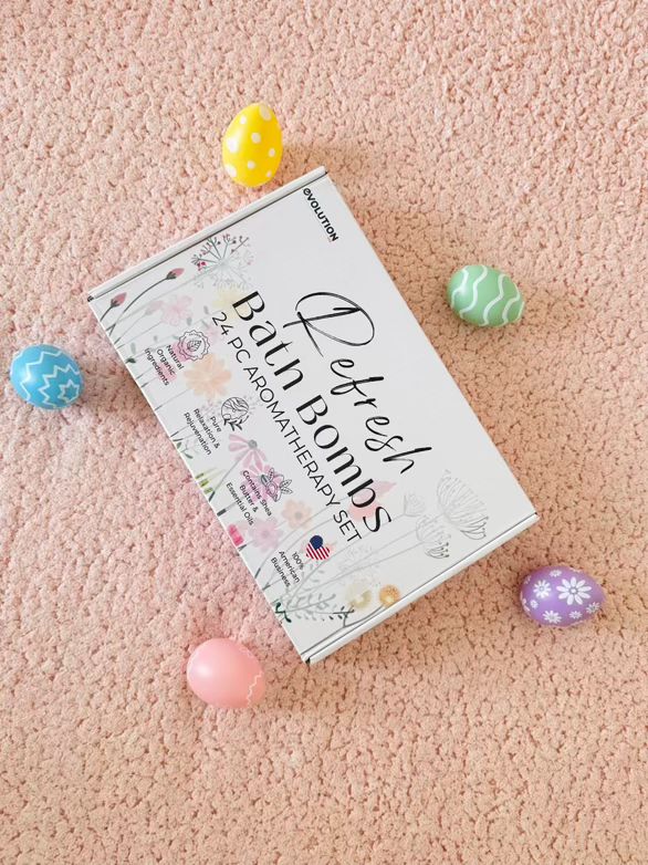 EvolutionUSA Refresh Bath Bombs for Women, 24 Lush Bath Bombs Mini Sized, Luxurious Womens Gift for Mother's Day, Easter, Birthday or Self Care, Luxurious & Relaxing Bathbombs, Womens Bath Balls