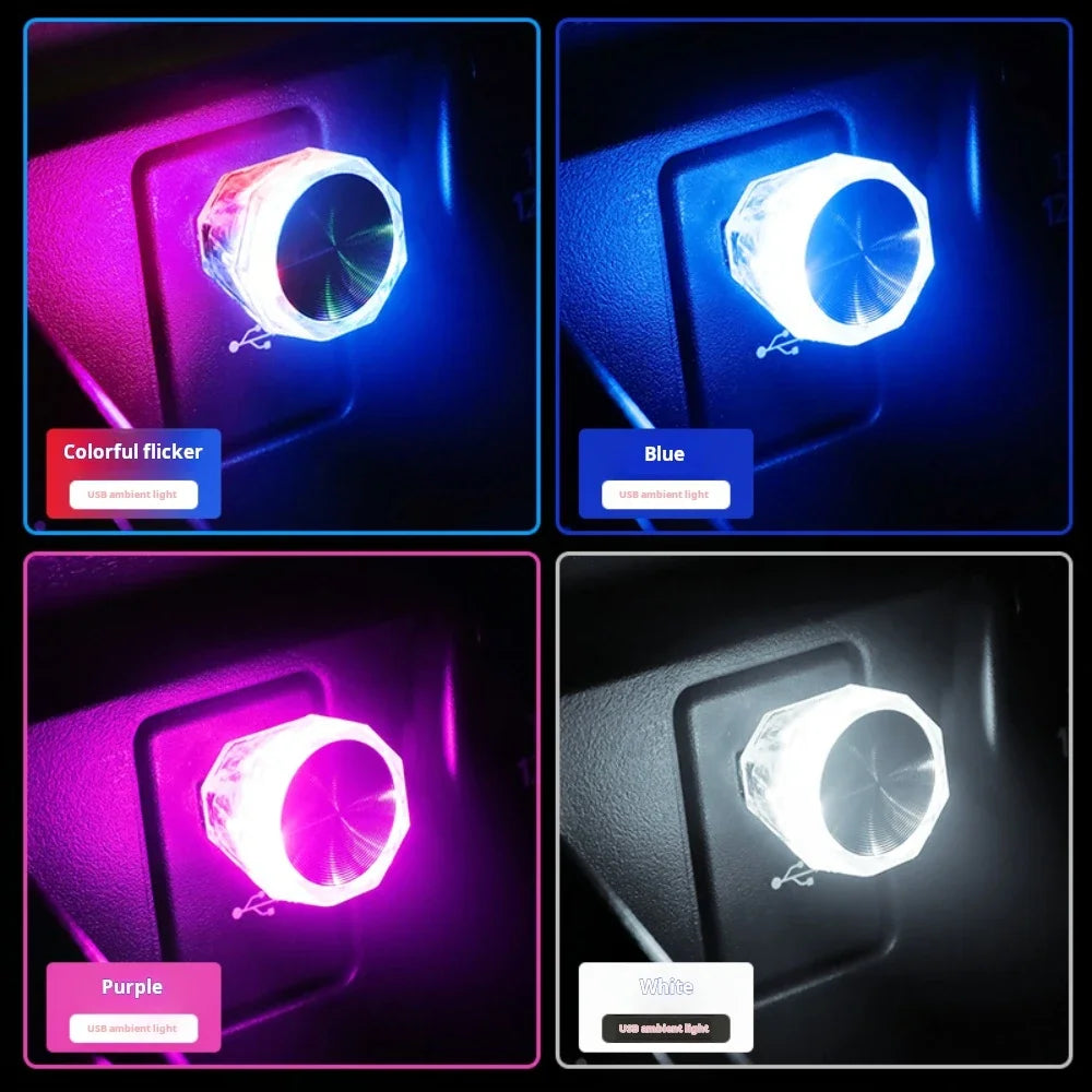 Mini Compact USB Ambient Lamps LED Car Light Auto Interior Atmosphere Light Decoration Gradieng USB LED Night Light for Car Home
