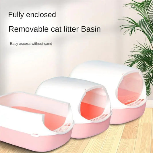 Cat Toilet With Spoon Closed Sandbox Fully Enclosed Pet Litter Box Pet Accessories Cat Excrement Basin Splash Proof Clean Basin