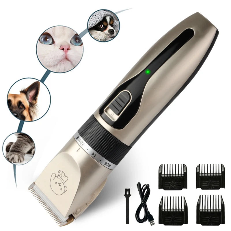 Cat Dog Electrical Professional Hair Clipper for Pets Silent Hair Cutter USB Rechargeable Pet Grooming Clipper Set.