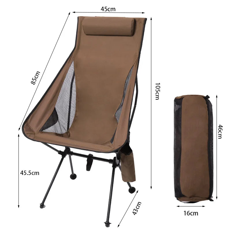 DIVEDEER Camping High-Back Moon Chair Ultra-Lightweight Aluminum Alloy Fishing Picnic BBQ Chair Portable Beach Camping Chair