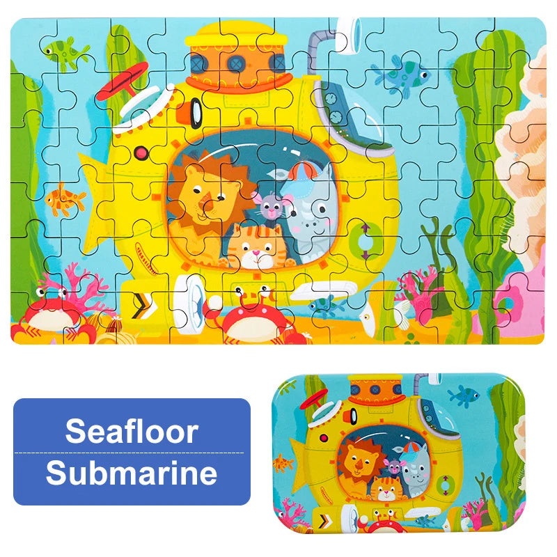 60piece Jigsaw Puzzle Montessori Games Cartoon Animal Vehicle Dinosaur Puzzles for Kids Educational Toys Children Christmas Gift