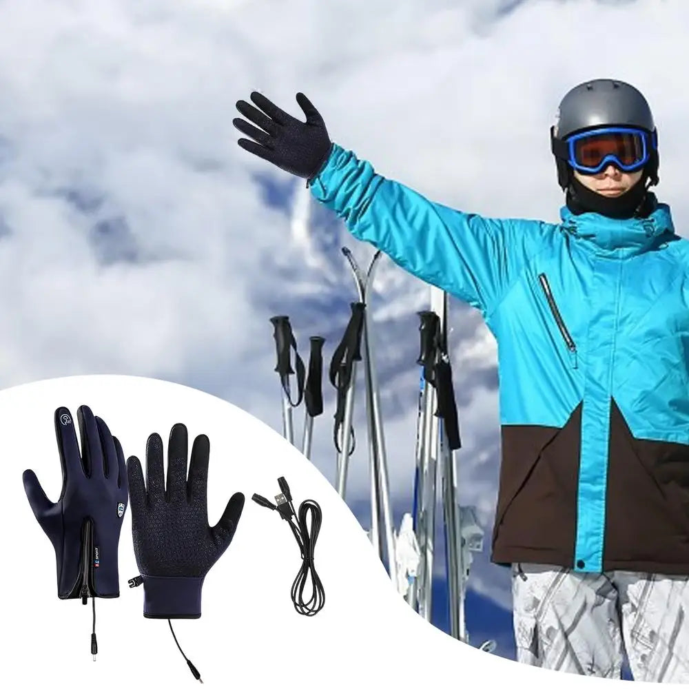 Heated Work Gloves Rechargeable Hand Warming Gloves Non-Slip Winter Gloves With Zipper Design Ice Fishing Gear For Men Women