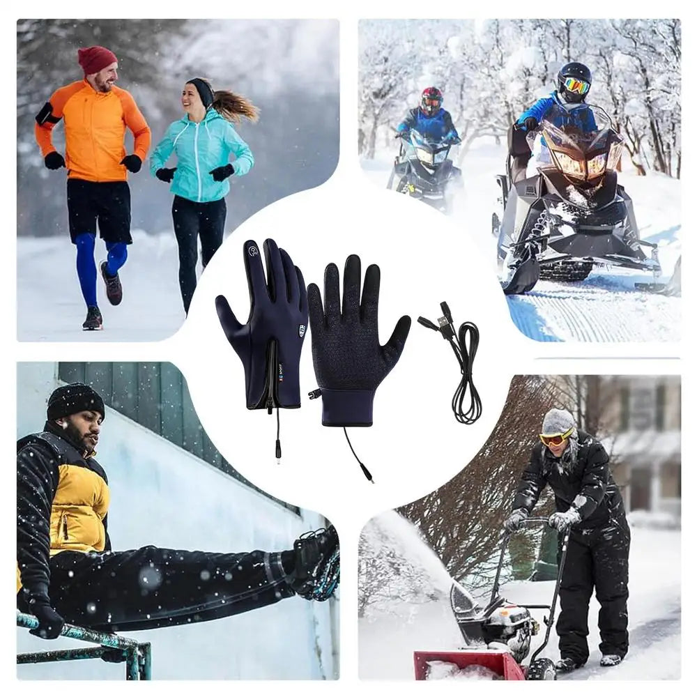 Heated Work Gloves Rechargeable Hand Warming Gloves Non-Slip Winter Gloves With Zipper Design Ice Fishing Gear For Men Women