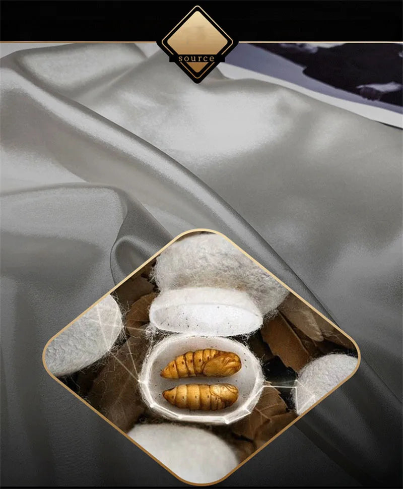 blending Mulberry Silk Bedding Set Silky High-end Queen Size Duvet Cover Set with Fitted Sheet Luxury Bedding Sets King Bed Sets