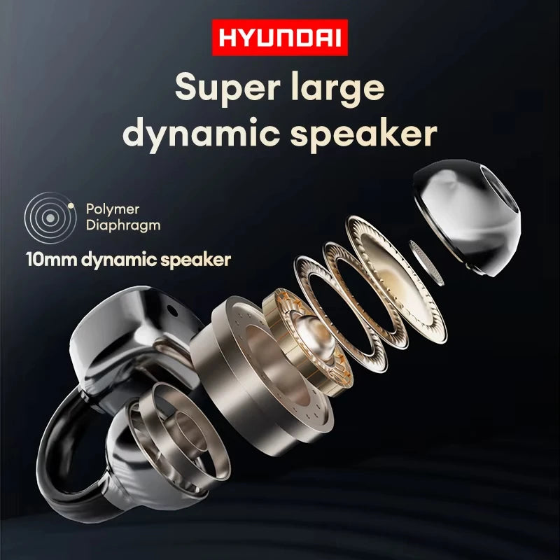 HYUNDAI HY-C02 Ear Clip Screen Display Earphones Wireless Bluetooth Headphones  Mic High Sound Stereo Sound Earbuds