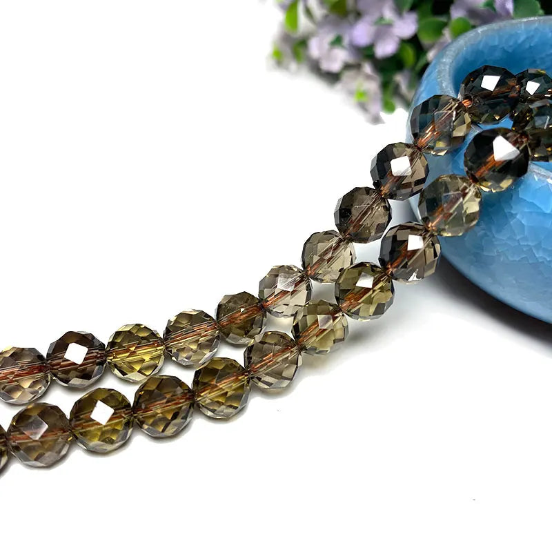 Fine Natural Stone Faceted Smoky Quartz Brown Round Gemstone Spacer Beads For Jewelry Making DIY Bracelet Necklace 6/8/10MM