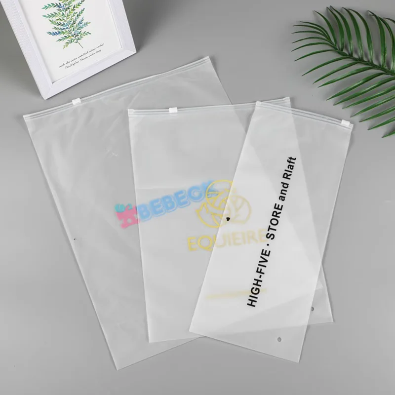 50 Pack Product Printed Logo Frosted Garment Packaging Bags Poly Zipper Travel Storage Underwear Socks Hoodie Ziplock Bags