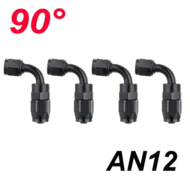 4X Universal AN4 AN6 AN8 AN10 AN12 Straight 45 90 120 180 Degree Oil Fuel Swivel Hose End Fitting Oil Hose End Adaptor Kit Black