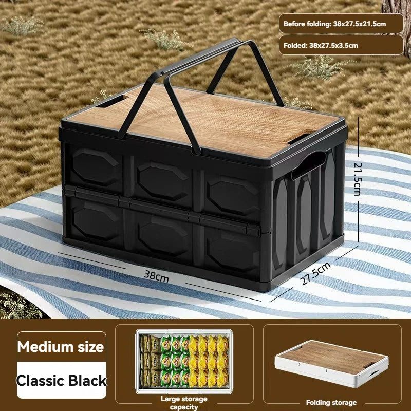 1 Outdoor Camping Storage Box with Lid, Multi-Purpose Large Capacity Car Trunk Organizer, Portable Stall Sorting Box, Suitable F