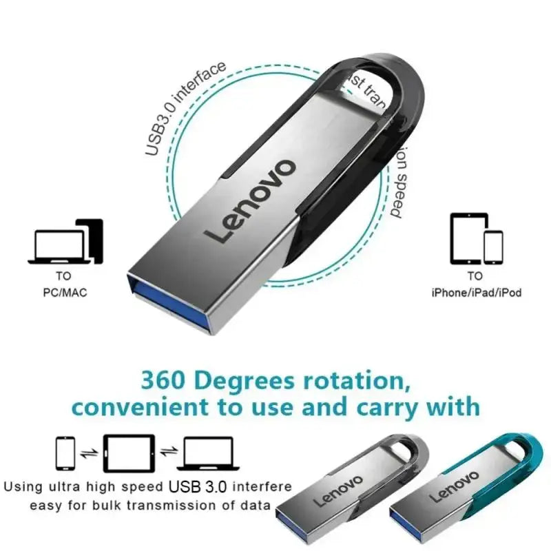 Lenovo 2TB USB 3.0 Pen Drive Metal High Speed Flash Disk 1TB 512GB Usb Memory Stick Pendrive 128gb For PC/Laptop/Ps4 Controler