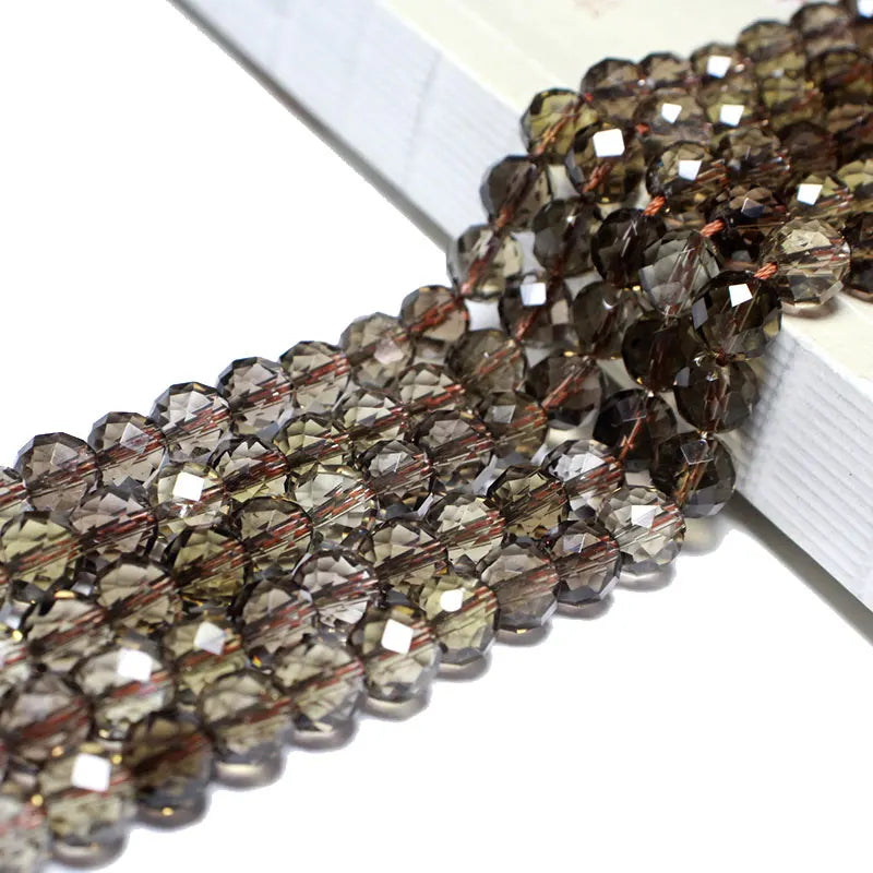 Fine Natural Stone Faceted Smoky Quartz Brown Round Gemstone Spacer Beads For Jewelry Making DIY Bracelet Necklace 6/8/10MM