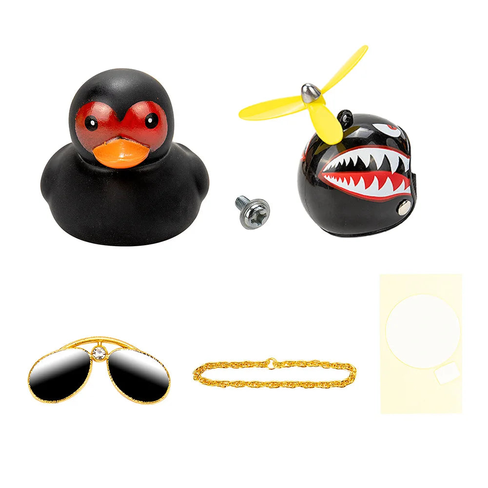 Rubber Duck Car Ornaments Dashboard Interior Decor with Sunglasses Necklace for Kids Toys Gifts Car Accessories