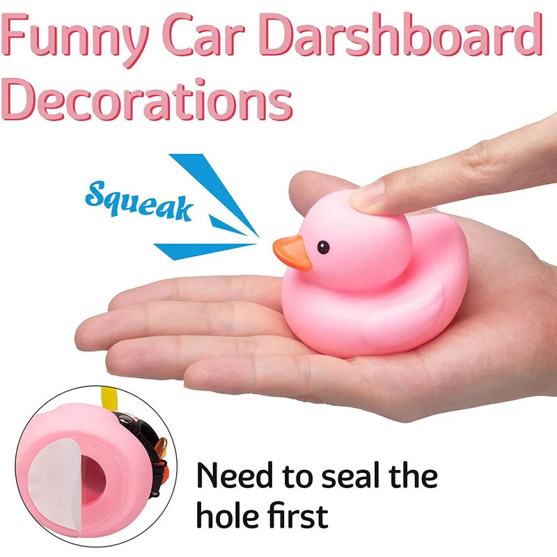 High Quality Pink Rubber Duck Bike Ornament with Sunglasses, gold Chain, propeller for Car Dashboard Bicycle Motorcycle Helmet
