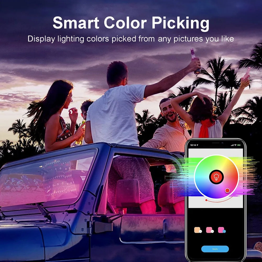 Universal Car Ambient Light Kit With Wireless APP Control 256 RGB Dream Color and 55 Preset Modes LED Neon Footlight Accessories