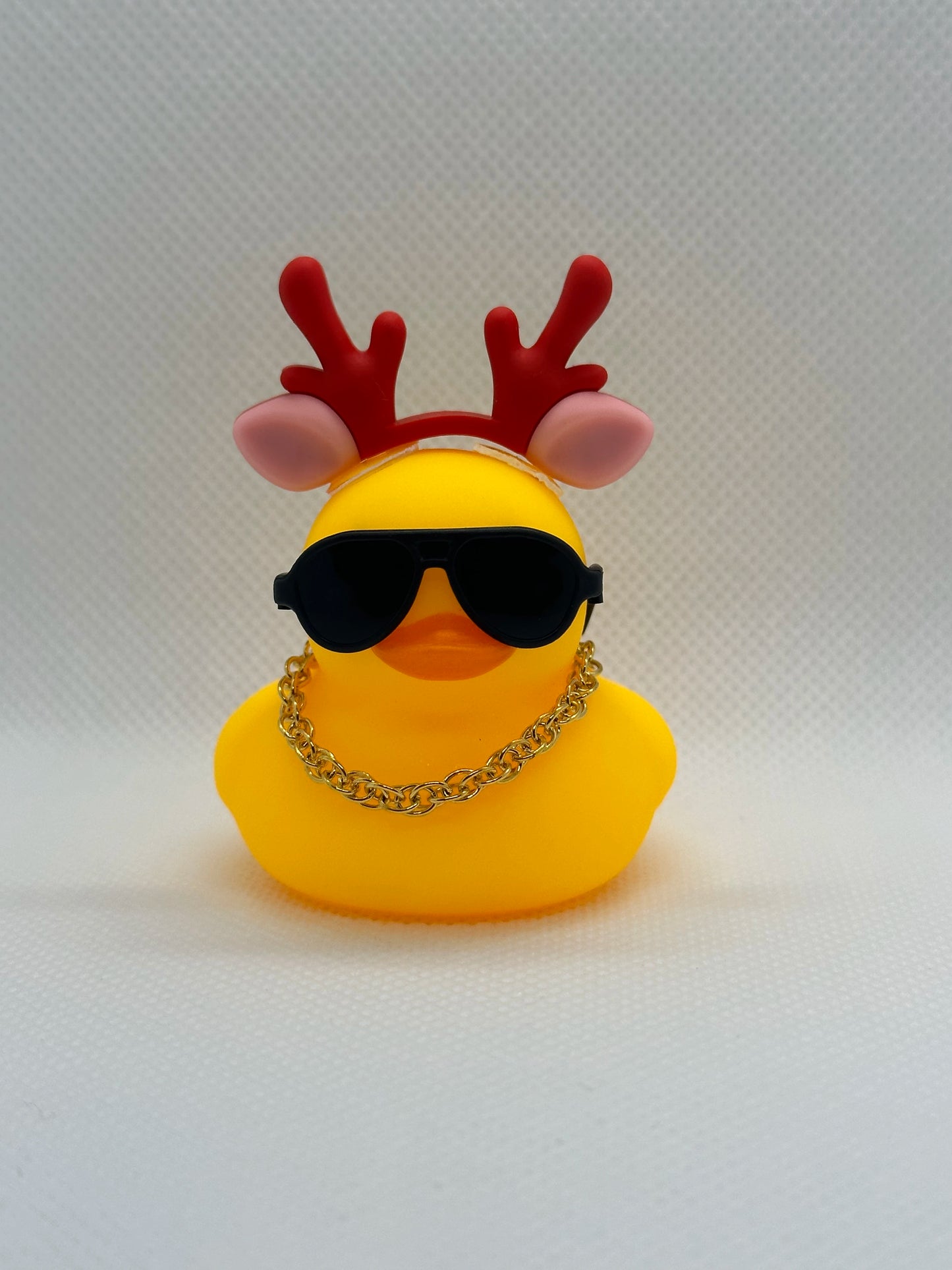 Car Duck Car Rubber Dashboard Decorations Ornament Yellow Duck with Mini Swim Ring Sun Cowboy Hat Necklace