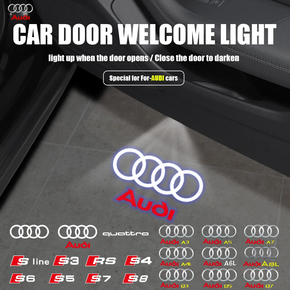 For Audi A3 8V 8P A6L A5 A7 Q3 Q5 Q7 A4 B5 B6 B7 B8 A1 RS TT S3 S6 Sline Quattro Car Door HD Welcome Light Laser Projector Lamp