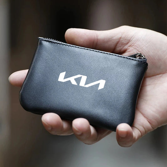 Car Driver ID Holder Key Card Bag/Leather Zipper Wallet Coin Tip Purse For Kia Sportage Seltos Sorento Ceed Carnival Borrego Rio