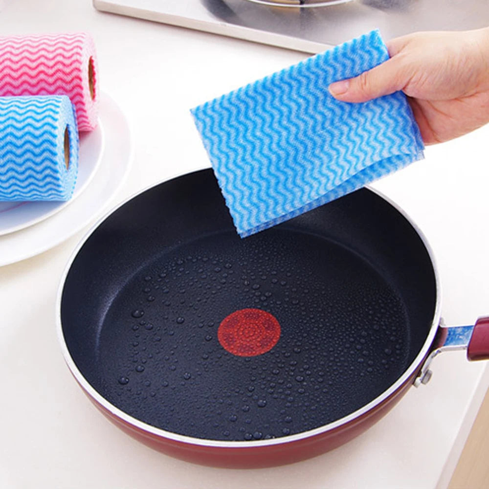50 Count/Roll Cleaning Towels Reusable Cleaning Cloth Dish Rags Kitchen Paper Towels Handy Durable Multi Use Household Supplies
