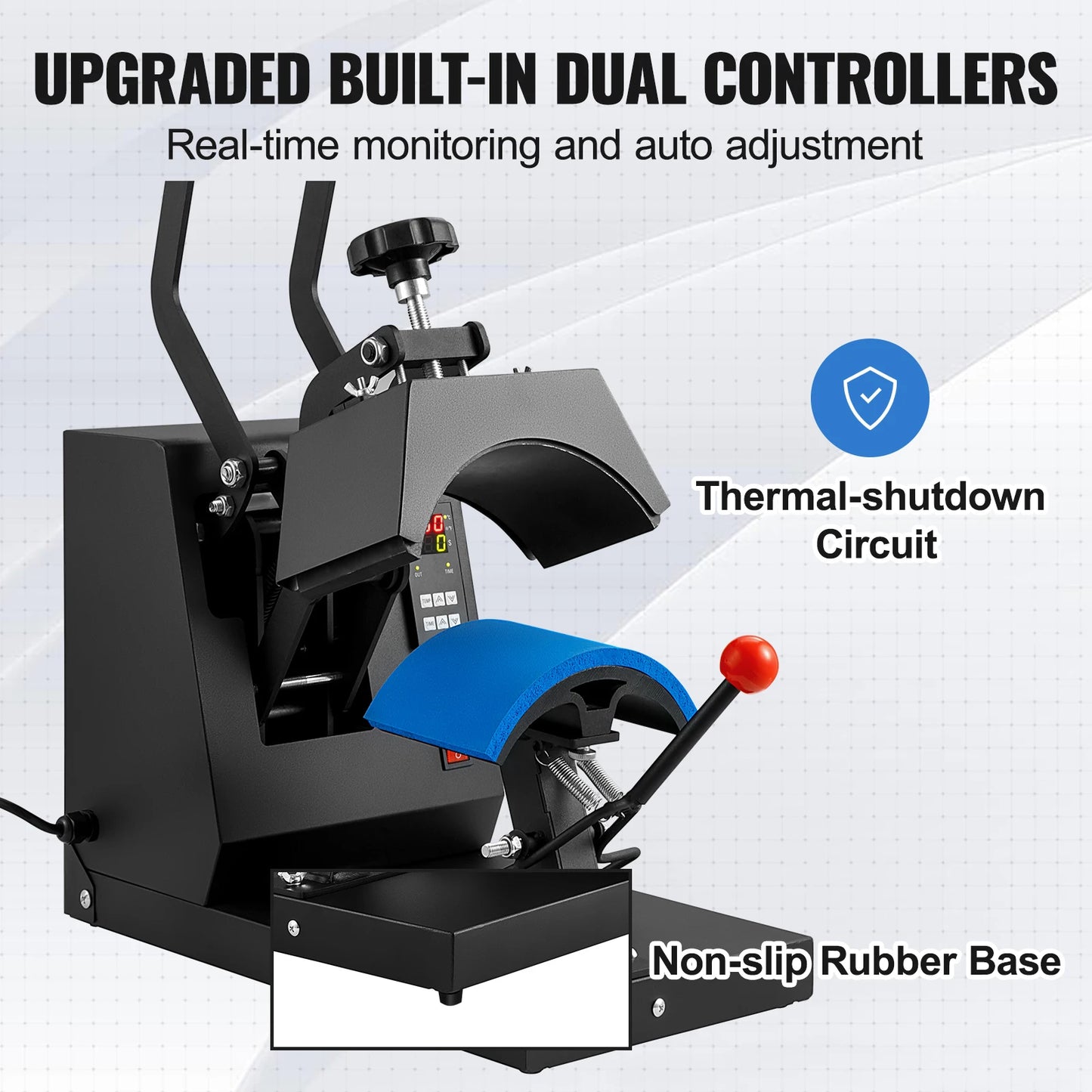 SucceBuy Hat Heat Press 4 in1 Cap Heat Press Machine 6x3inches Clamshell Transfer LCD Digital Timer Temperature Control