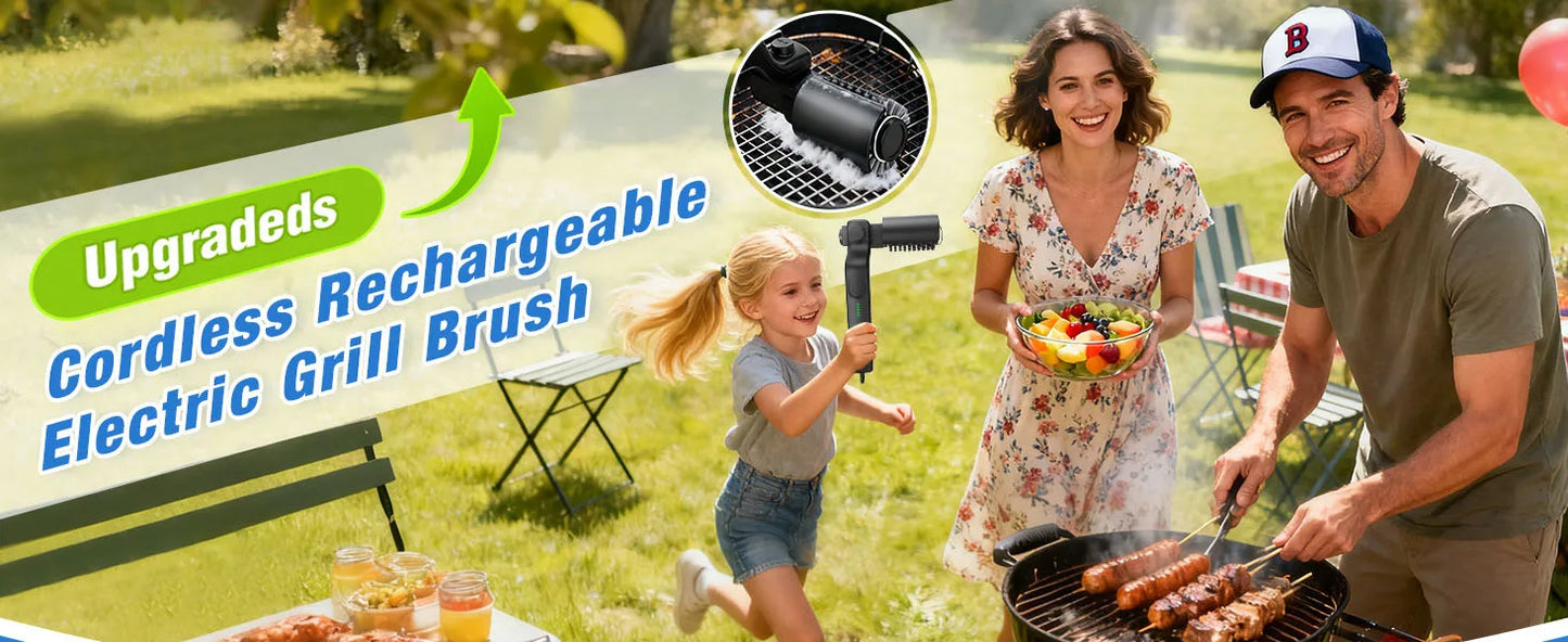 Electric Rotating BBQ Grill Brush Heavy Duty Grease Cleaner New Roller Brush Cleaning Barbecue Grid Brush Tool or Brush Head