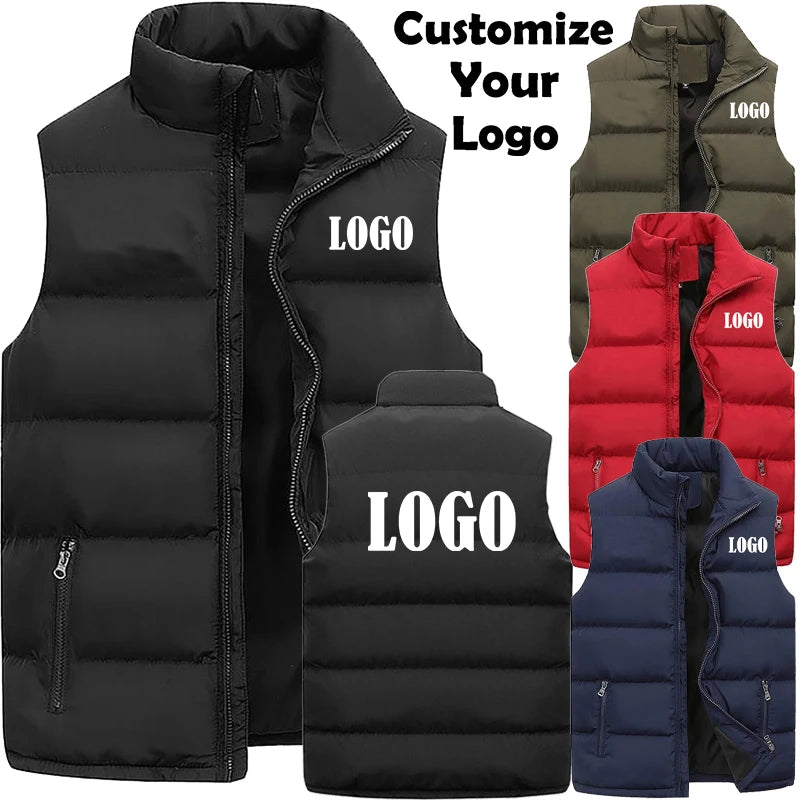 Customized Men and Women Puffer Vest Warm Vest Jacket Sleeveless Coat Warm Sleeveless Jackets Autumn Winter Padded Coat