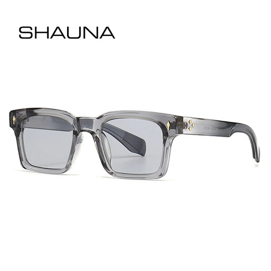 SO&EI Fashion Square Rivets Gradient Sunglasses Men Shades UV400 Vintage Dark Green Trending Women Sun Glasses