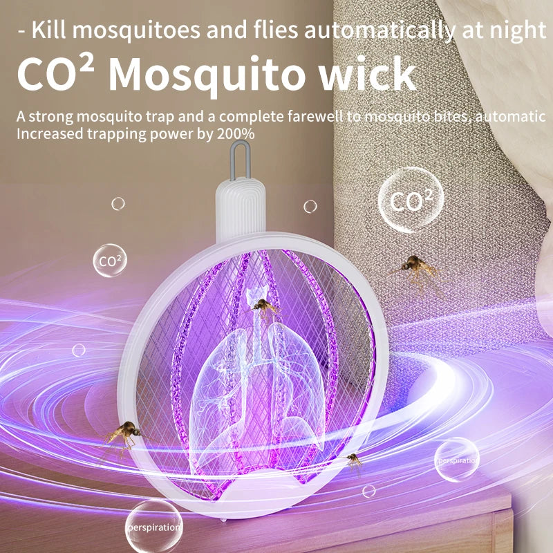 Tree-in-one Foldable Electric Mosquito Killer Fly Swatter Trap Light Wave Mosquito Luring Home Wall-Mounted Mosquito Killing