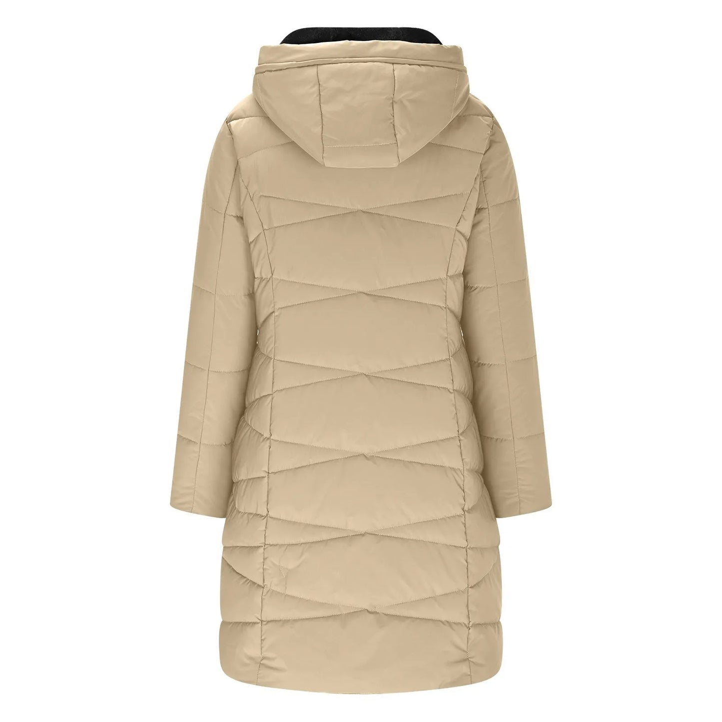 Hooded Cotton-Padded Jacket Warm Winter Coats For Women Windproof Down Quilted Long Jacket With Zipper Wool Coat For Women