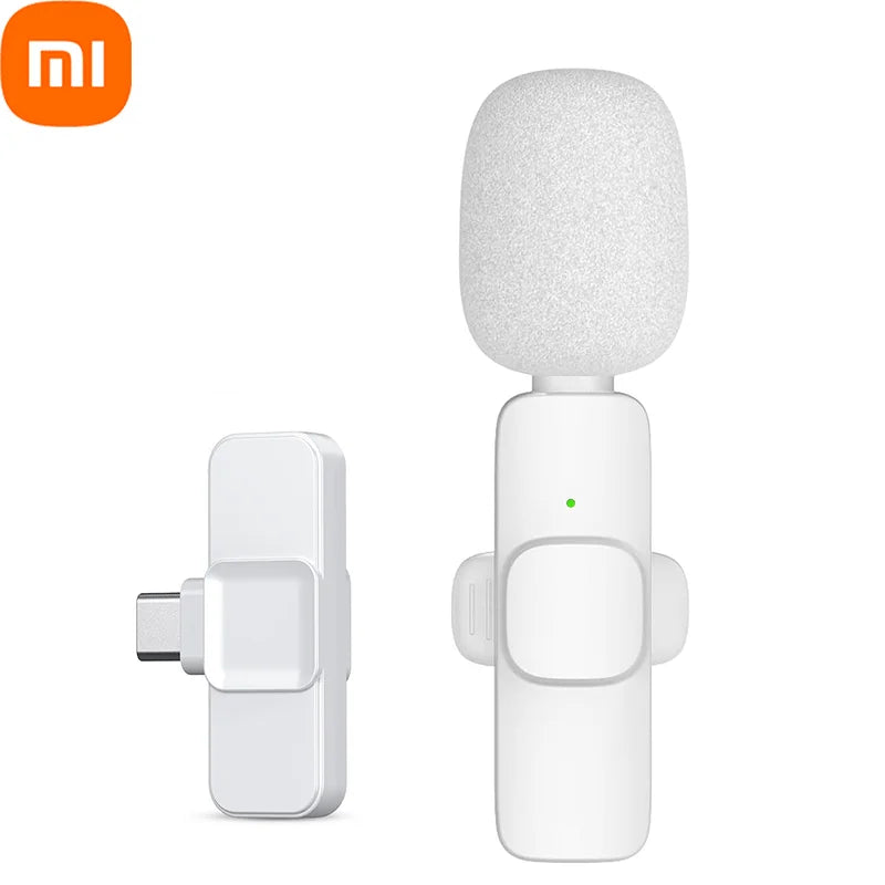 Xiaomi Pink Wireless Lavalier Microphone for iPhone Android PC Live Gaming Phone Portable Audio Video Recording Vlog Microphone