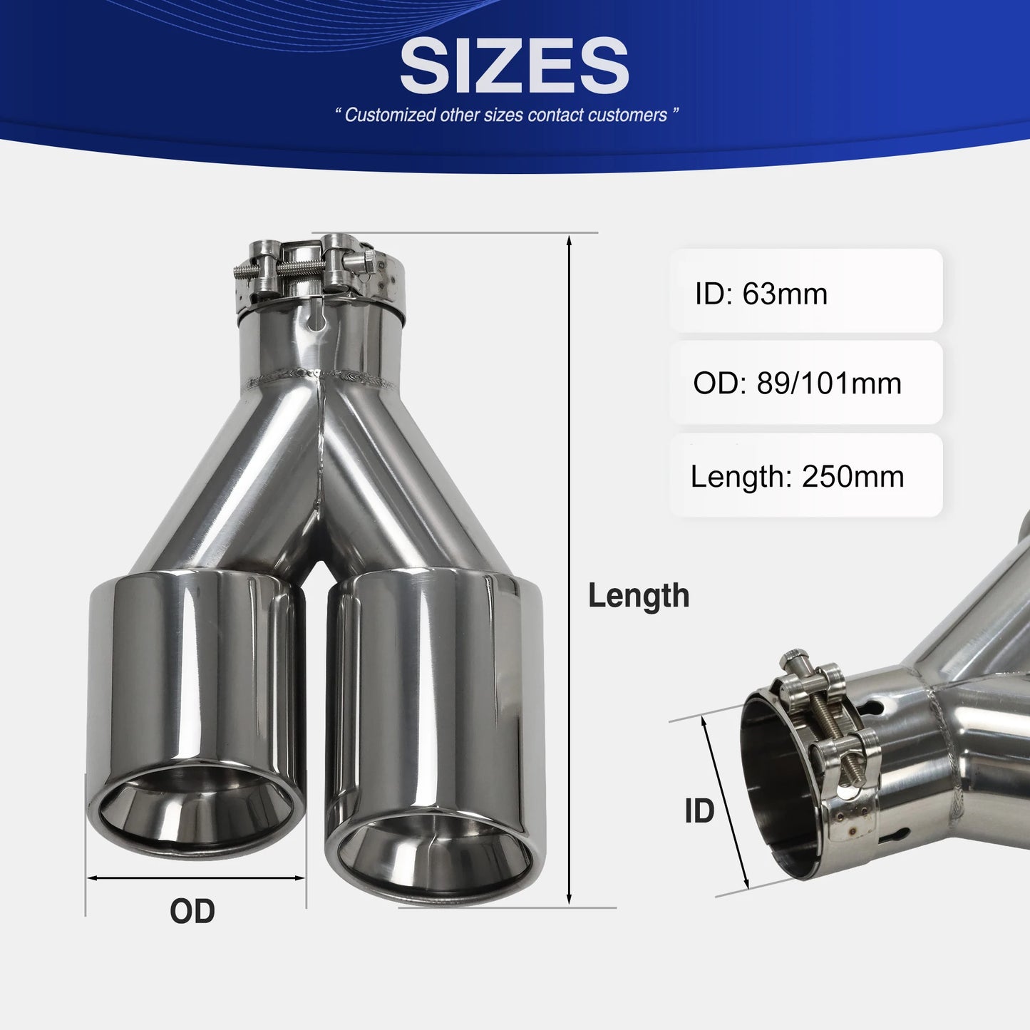 Exhaust Racing Dual Car Modification Stainless Steel Universal Automobile Exhaust Pipe Muffler Double Exhaust Tips