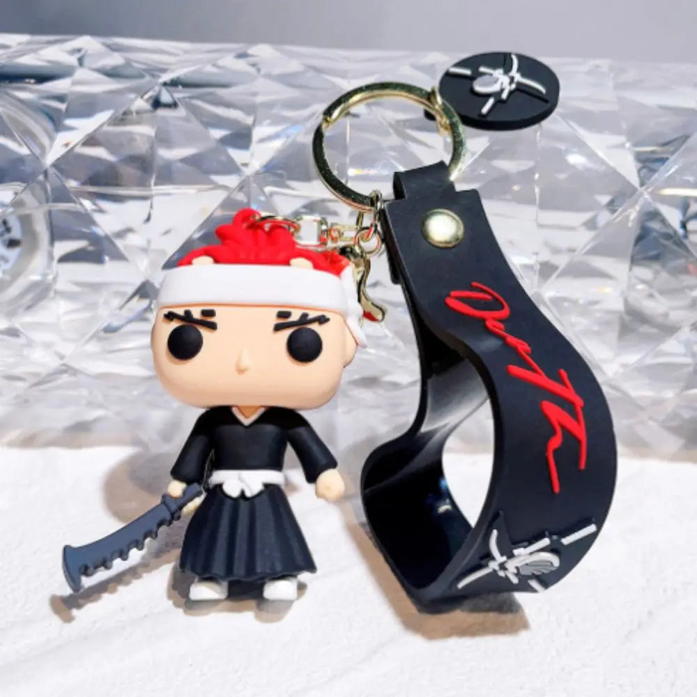 Anime Bleach Keychain Cosplay Kurosaki Ichigo Silicone Pendant Keyring Car Backpack Key Holder Accessories for Fans Quality Gift