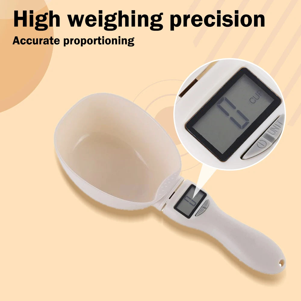 Pet Food Scale Spoon Dog Cat Feeding Bowl Kitchen Scale Spoon With Led Display Electronic Measure Cup Portable Pets Accessories