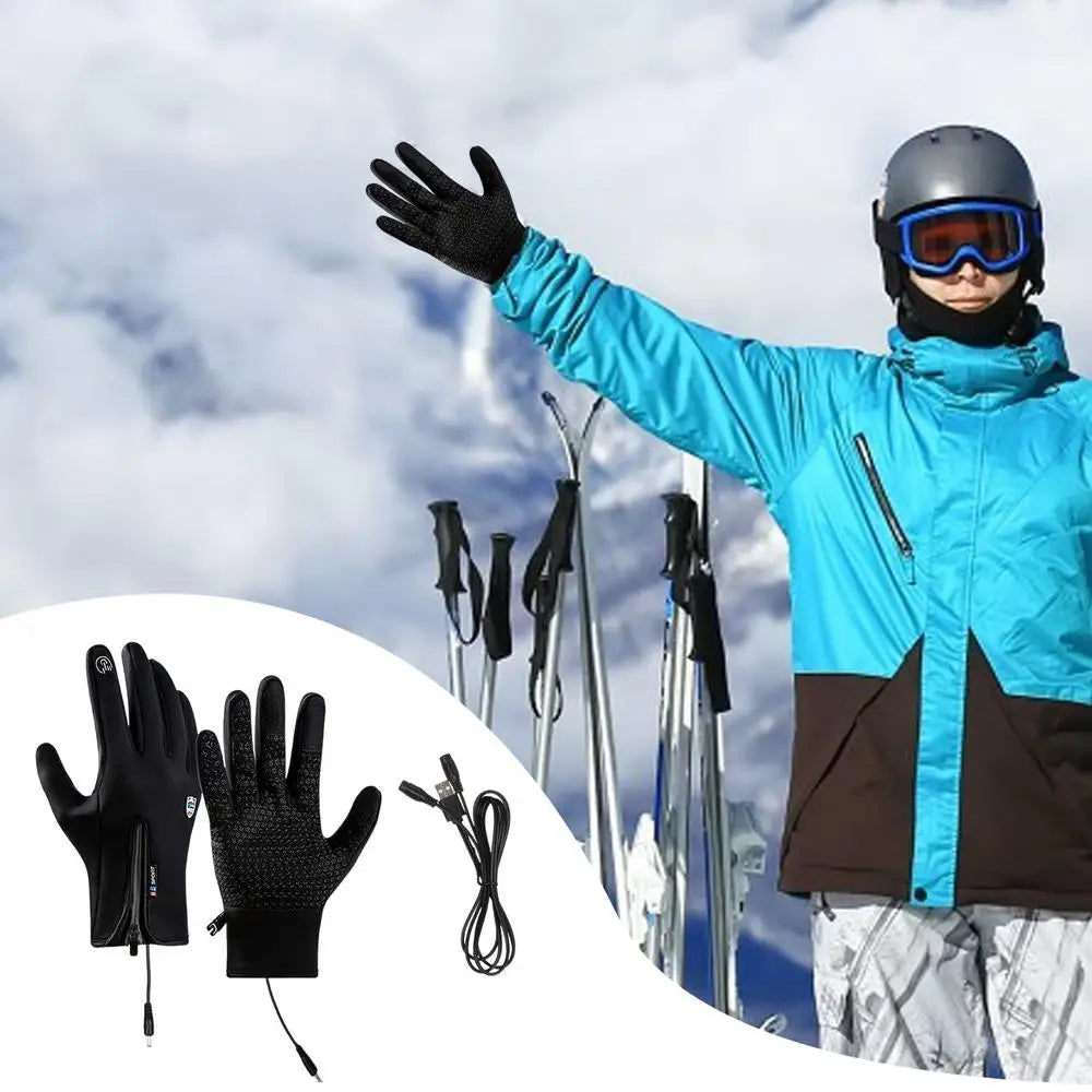 Heated Work Gloves Rechargeable Hand Warming Gloves Non-Slip Winter Gloves With Zipper Design Ice Fishing Gear For Men Women
