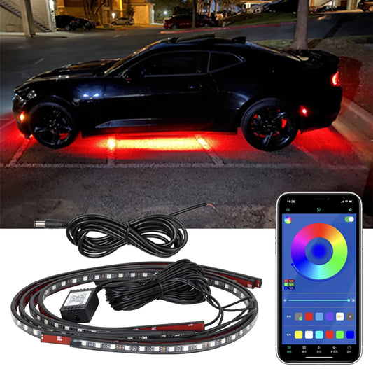 Car Charssis Flexible LED Strip Light LED Underbody Remote /APP Control RGB Neon Lights Ambient Atmosphere Auto Decorative Lamp