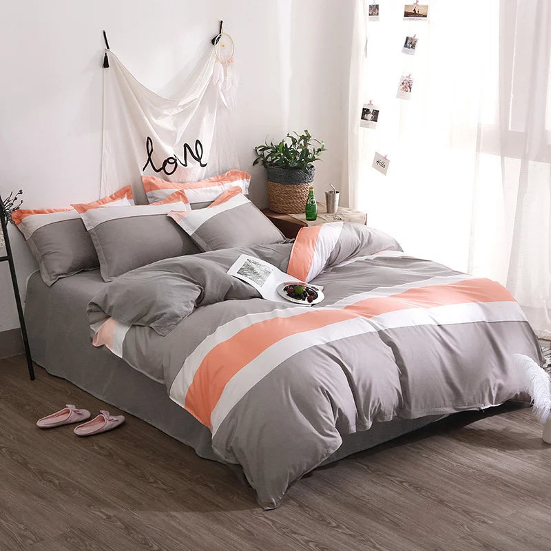 Solstice Home Textile Black Lattice Duvet Cover Pillowcase Bed Sheet Simple Boy Girls Bedding Sets Single Twin Double Cover Beds