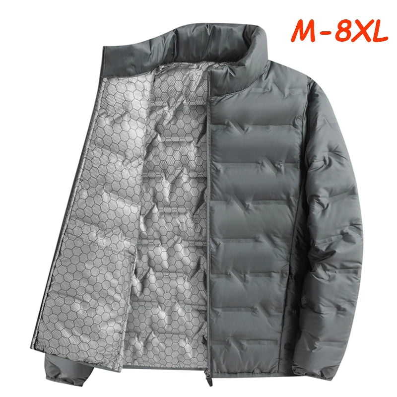 Men Winter New White Duck Down Jacket Warm Thick Stand Collar Windproof Puffer Jacket High Quality Waterproof Jacket Male 8XL