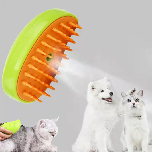 Steamy Dog Brush Electric Spray Cat Hair Brush 3 in1 Dog Steamer Brush for Massage Pet Grooming Removing Tangled and Loose Hair