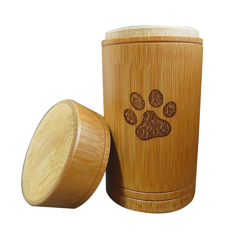 Handmade Bamboo Pet Urns Dog Paw Cat Foot Pattern Cremation Ashes Urn Keepsake Casket Columbarium Urns for Cat Dogs Accessories